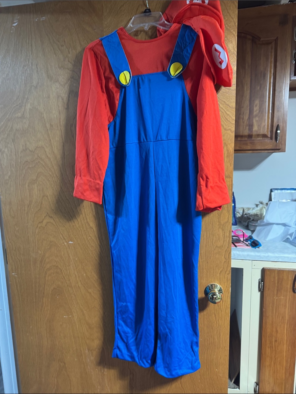 Mario Kids Blue Overalls Costume with TWO HatS